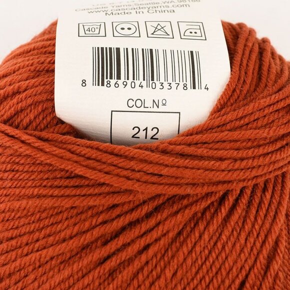 Cascade Yarns 220 Superwash Wool Yarn 220 Yds Color 212 Rust - Picture 3 of 3